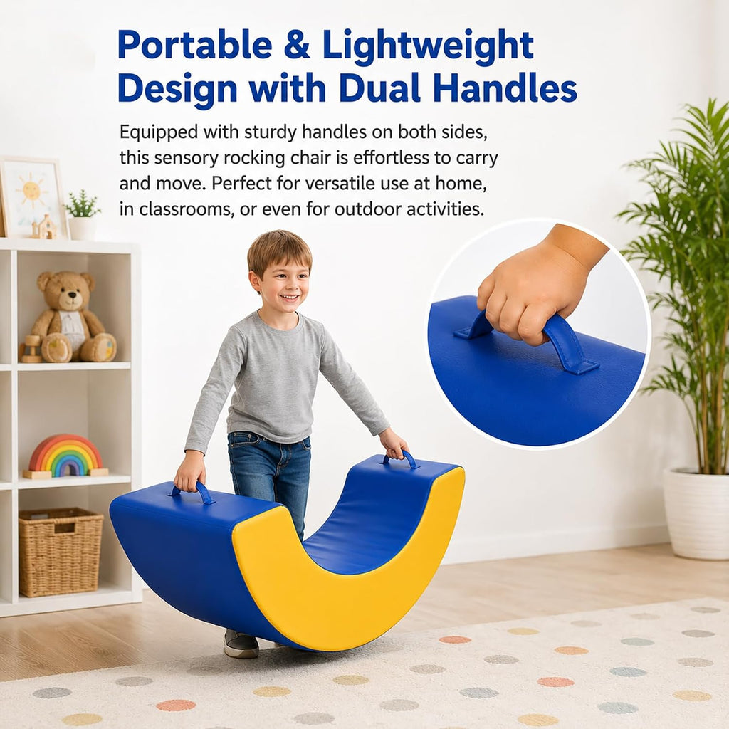 Sensory Rocking Chair with Waterproof PU Cover | High-Density Foam Portable Sensory Chair for Kids, Classroom Rocker for Focus & Engagement, Handle Design