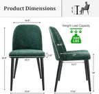 Upholstered Dining Chairs Set of 6 Modern Kitchen Chairs Chenille Fabric Dining Room Chairs High-Back Padded Dining Chairs with Metal Legs for Kitchen Dining Room Restaurant Cafe Hotel, Green