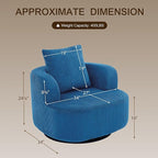 Furnimart 360° Swivel Barrel Accent Chair, Round Upholstered Comfy Lounge Chair, Corduroy High-Resilienc Foam Single Sofa, No Assembly Wide Seat for Living Room, Bedroom, Apartment (Blue)