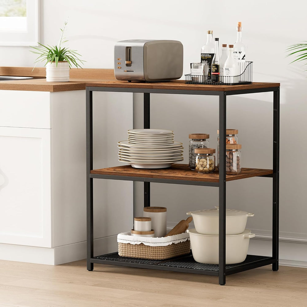Homleke Kitchen Island with 3 Shelves, Kitchen Shelf with Large Workstation, ...