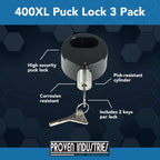 Proven Industries Model 400XL Puck-Lock Set, Made in The USA, Pack of 3, (Black)