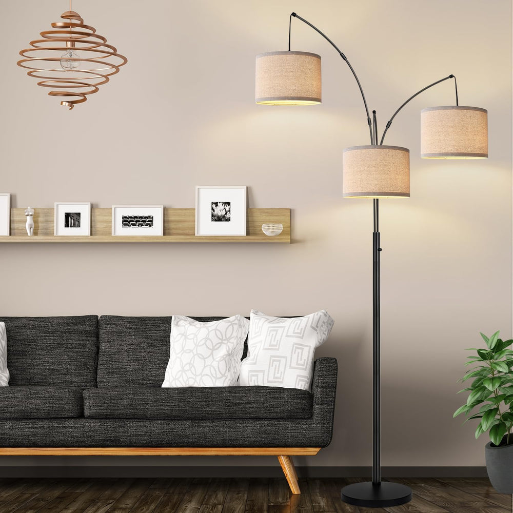 Dimmable 3 Lights Floor Lamp - 3000LM Super Bright Arc Floor Lamps for Living...