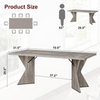 GarveeHome 70.9'' Dining Table for 6, Farmhouse Rectangular Kichen Table with Sturdy Frame and “V” Leg, Wooden Thickened Long Desk and Dinner Desk for Dining Room, Kitchen, Office, Game Room(Grey)