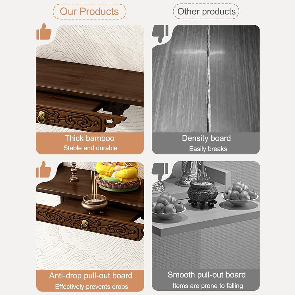 Prayer Altar Personal Shrine Stand Wall-Mounted Buddha Altar Shelf Stand, wit...