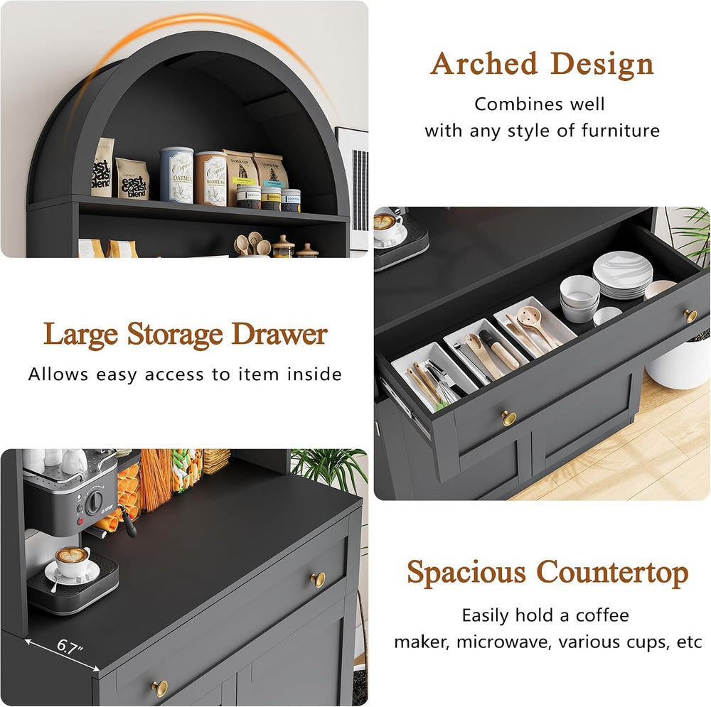 71" Tall Arched Kitchen Pantry Cabinet, Modern Kitchen Storage Cabinets ...
