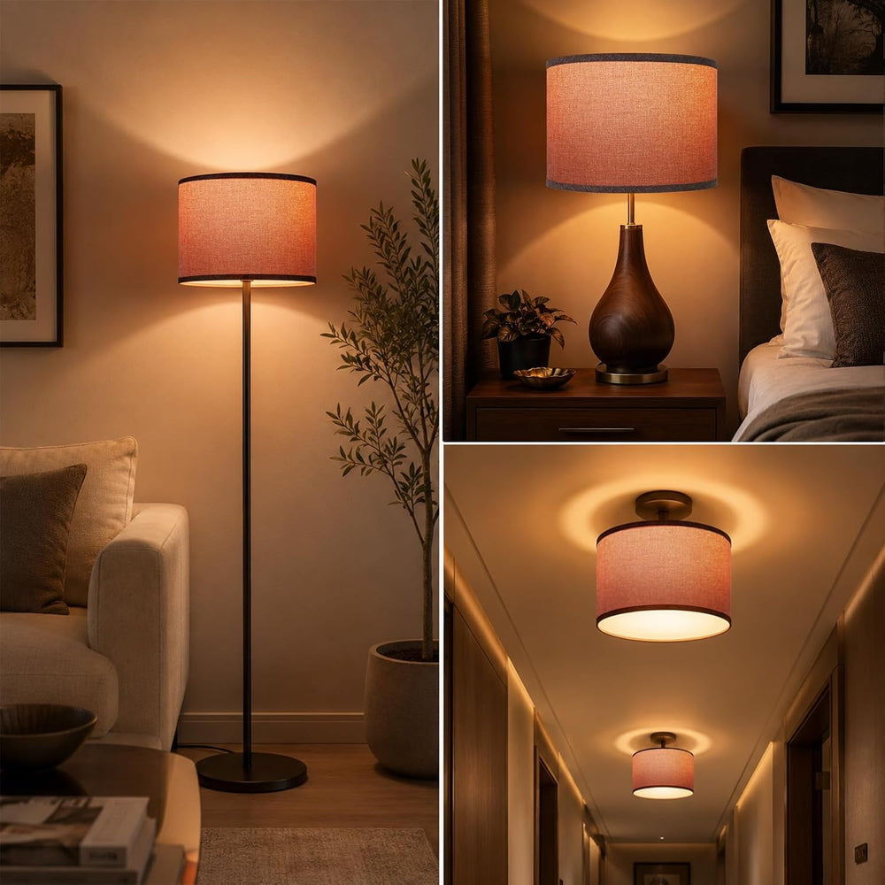 Drum Lampshades Set of 2, Fabric Lampshades for Table Lamps Floor Lamps, Medi...