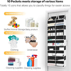 Over the Door Organizer 5 Tiers, Extra Large Behind Door Storage of 10 Compartments, 80 lbs Weight Capacity Hanging Storage Organizer with Clear Window Kids Toys, Shoes, Diapers, Room storage