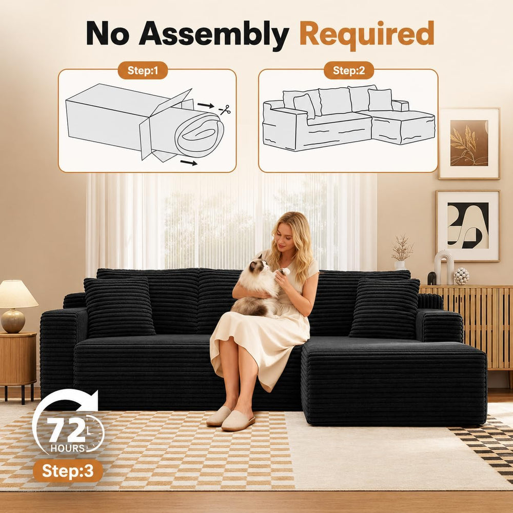 94.5" L-Shaped Cloud Sectional Couch for Living Room, Modern Minimalist ...