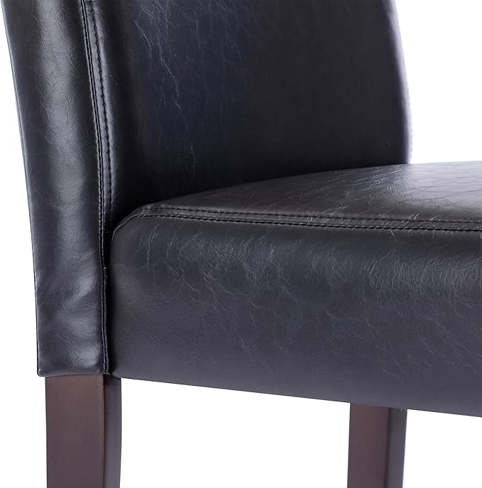 Watson & Whitely Dining Chairs Set of 6, Faux Leather Upholstered Armless Dining Room Chairs with Solid Wood Legs & Back Side Chair for Kitchen, Living Room, Restaurant, Black