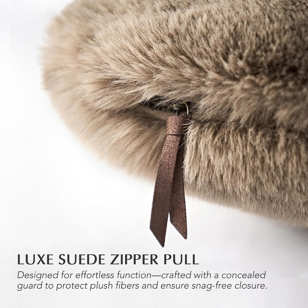 EverGrace Faux Chinchilla Fur Throw Pillow Cover, 20"x20", Tawny Mink