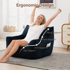 Bean Bag Chair for Adults & Kids, Giant Bean Bag Sofa with Side Pocket, Corduroy Beanbag Chair with Armrests, Comfy Stuffed Floor Sofa for Living Room Bedroom Dorm, Blue