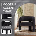 COLAMY Modern Velvet Accent Chairs Set of 2, Upholstered Barrel Chairs, Comfy Side Arm Chairs with 3 Legs for Living Room, Bedroom, Reading, Black