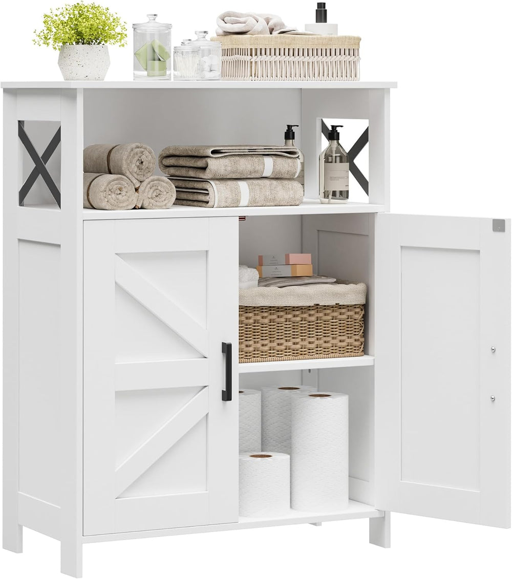Homhedy Farmhouse Bathroom Storage Cabinet with Doors, Small Floor Cabinet
