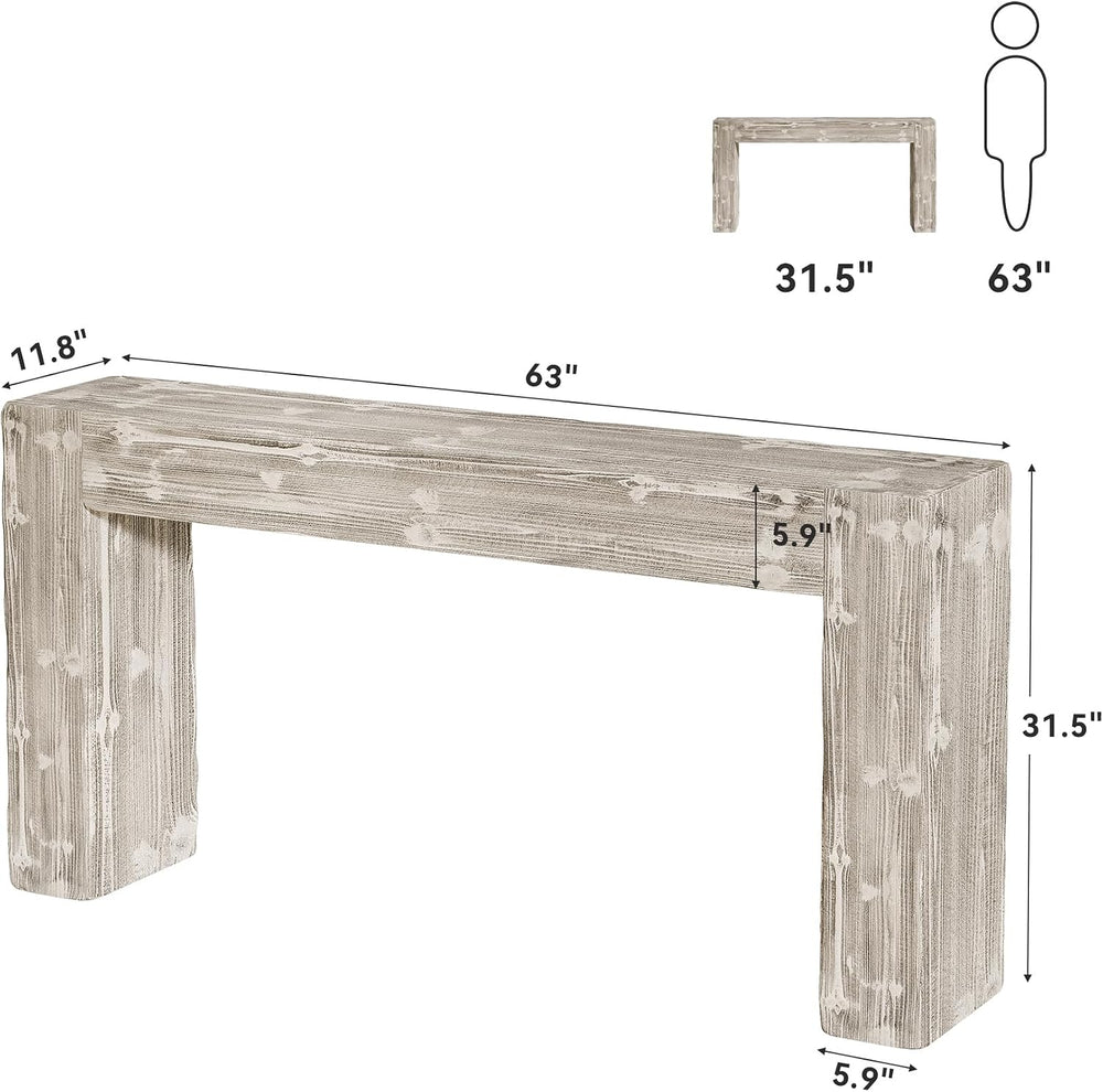 Solid Wood Console Table, 63-Inch Farmhouse Sofa Table Behind Couch for Entry...