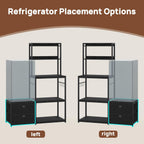 Mini Fridge Stand with Storage, Refrigerator Cabinet with Power Outlet - Multifunctional Microwave Stand, Coffee Bar Station for Dorm, Office and Kitchen, Black
