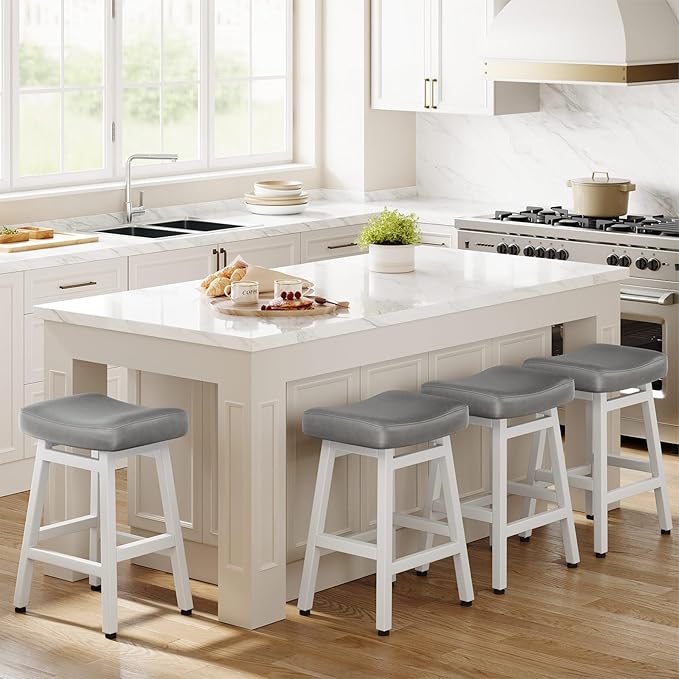 Counter Height Bar Stools Set of 2, 24 Inch Barstools for Kitchen Counter, Ki...