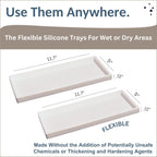 Countertop and Vanity Tray - 2 PC Large 11.7" Silicone Bathroom Trays, Counter Organizer, Dish Soap Sponge Holder Kitchen Sink Tray Organizer, Sink Caddy Toothbrush Key Kitchen Soap Trays