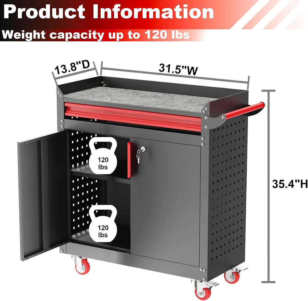 Kelueo Metal Garage Storage Cabinet with Wheels,Lockable Storage Cabinets wit...