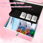 12 x 7 x 7.5 Inch Medication Lock Box with Key, Locking Box with Portable Storage Case, Security Lock Boxes Medicine Storage Box for Cash, Medicine, Documents and Valuables - Pink