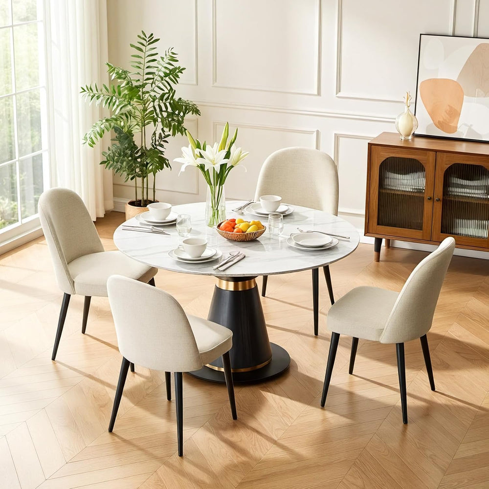 Upholstered Dining Chairs Set of 6, Comfortable Chenille Fabric Kitchen Chair...