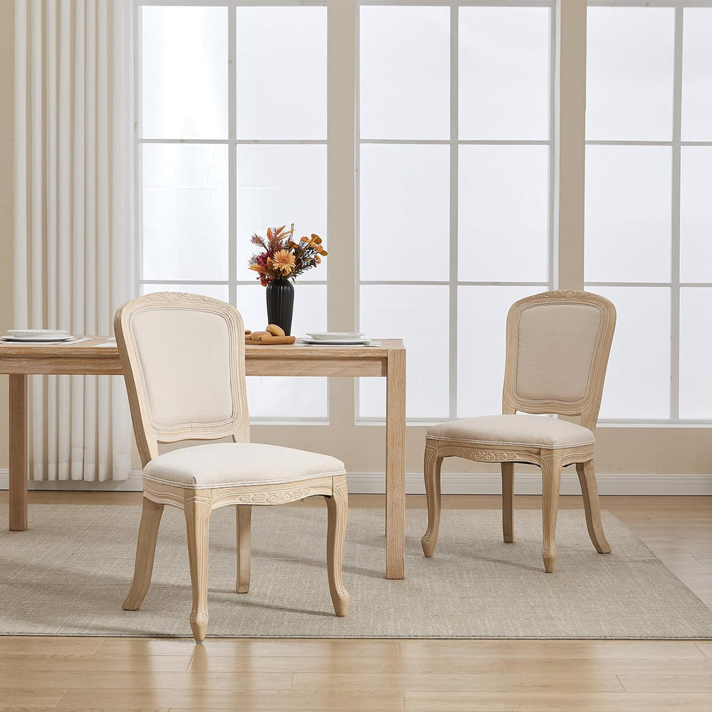 Kmax French Dining Chairs Set of 4, Farbric Upholstered Dining Chairs with El...