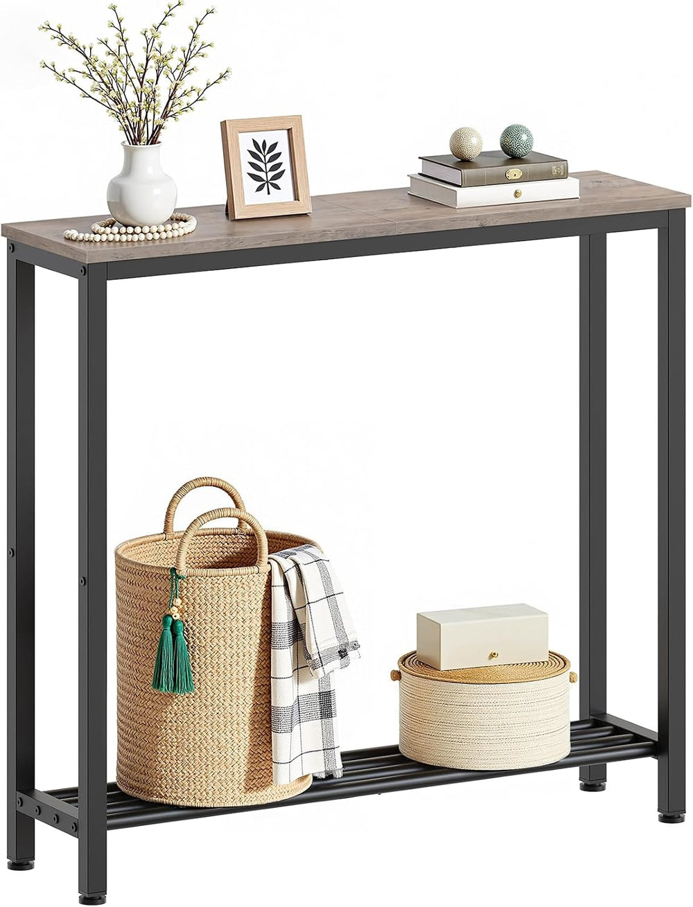 YATINEY Narrow Console Table, 2-Tier Small Sofa Table, 29.5" Thin Entryw...