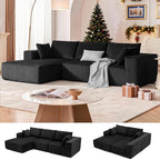 108” Modular Sectional Sofa, Cloud Sectional Couch with Deep Seat, Modern Modular L-Shape Sofa Couch with Chaise,Upholstered Boneless Couches for Living Room Bedroom (Black, Left Facing Chaise)