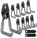 3-H Garage Wall Hooks 10 Pack, Heavy Duty Garage Hooks with Extra Welding Spots, Wall Mount Storage Organizer for Hanging Garden Lawn Tools, Chair, Shovel, Blower, Toolkit (Grey)