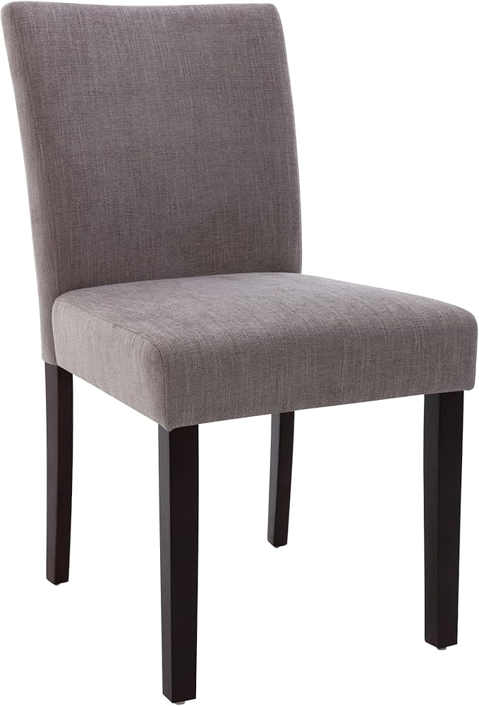 Watson & Whitely Upholstered Dining Chairs Set of 6, Fabric Armless Dining Room Chairs with Solid Wood Legs & Back Side Chair for Kitchen, Living Room, Restaurant, Dark Grey