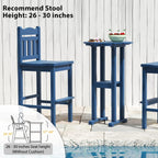 Sundale Outdoor 39 Inches Height Adirondack Bar Table, Patio HDPE Pub Height Round, All Weather High Top Bistro Desk for Outside Table Porch Balcony Poolside, Navy Blue
