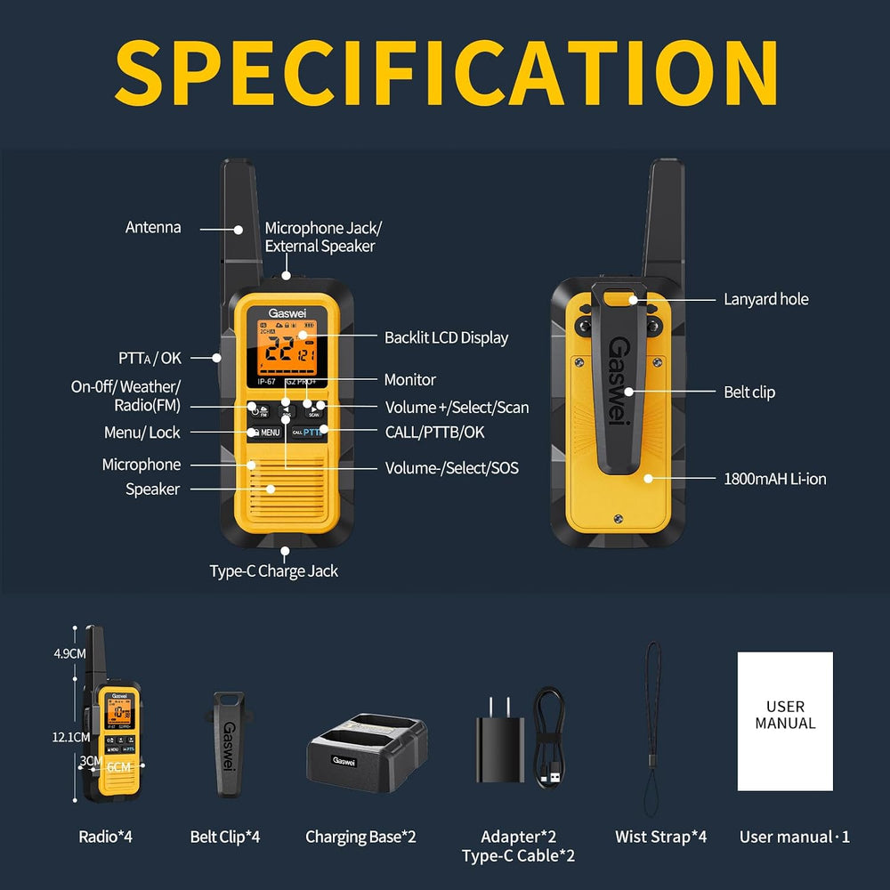 G2pro+ IP67 Waterproof Floating Walkie Talkies Long Range for Adults, Heavy D...