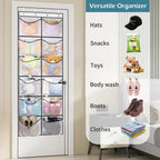 Over The Door Shoe Organizer 12 Large Mesh Pockets Boots Hanging Storage Shoe Rack for Closet White