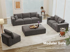 Modular Sectional Sleeper Sofa Couches for Living Room - Modern 110" L-Shaped Boneless Cloud Couch - Easy Assembly, Cozy Corduroy Convertible Full Sponge Compression Sofas for House, Apartment(Grey)
