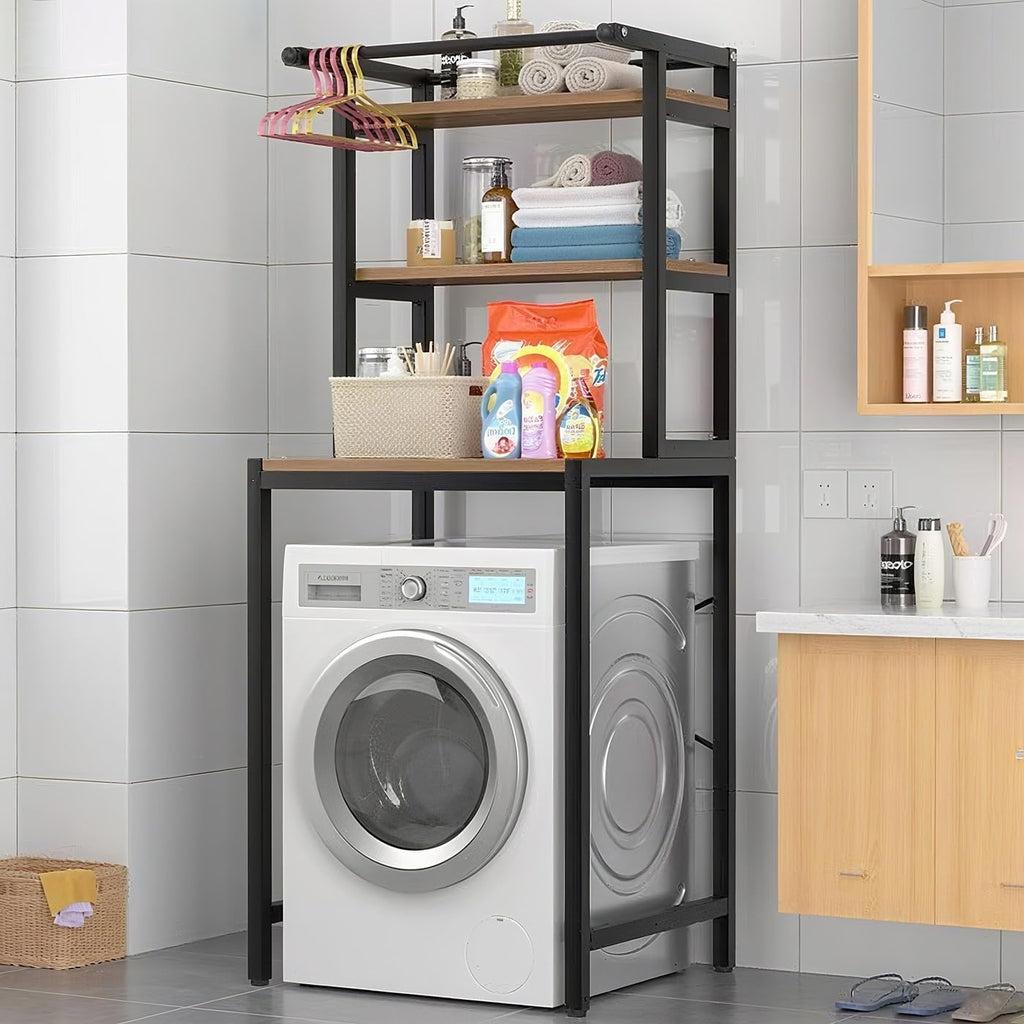 Gdrasuya10 3 Tier Over The Washer and Dryer Storage Shelf, Black Washing Machine Storage Utility Rack Freestanding Laundry Storage Shelf Organizer Space Save for Laundry Room Organization