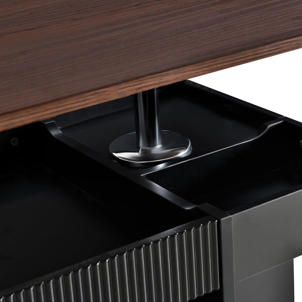 Adjustable Lift-Top End Table with Storage, 360° Rotating Design & Lockab...