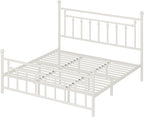 Allewie 14 Inch King Size Metal Platform Bed Frame with Victorian Vintage Headboard and Footboard/Mattress Foundation/Under Bed Storage/No Box Spring Needed/Easy Assembly/Noise Free/White