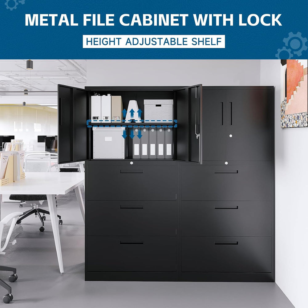 PEUKC 3-Drawer Metal File Cabinet, Lateral Vertical Filing Cabinets for Home ...