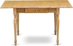 East West Furniture MZAN5-OAK-W 5 Piece Modern Dining Table Set Includes a Rectangle Wooden Table with Dropleaf and 4 Dining Room Chairs, 36x54 Inch, Oak