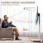 Rolling TV Stand with Power Outlet, Swivel Mobile Portable TV Cart for 32-75 Inch TVs up to 110 lbs, Landscape to Portrait, Height Adjustable Outdoor TV Stand with Wheels, Max VESA 600x400mm