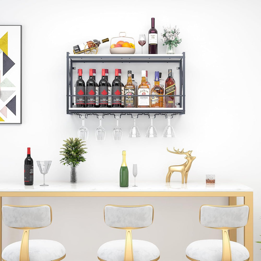 Dokser Wine Rack Wall Mounted Shelf - 2 Tier Wine Bottle Holder for Kitchen |...