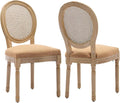 French Country Dining Chairs Set of 2, Caramel Kitchen & Dining Room Chairs Set of 2, Rattan Dining Chairs, Cane Back, Wood Legs, Sillas De Comedor (Rattan, Amber, 2Pcs)
