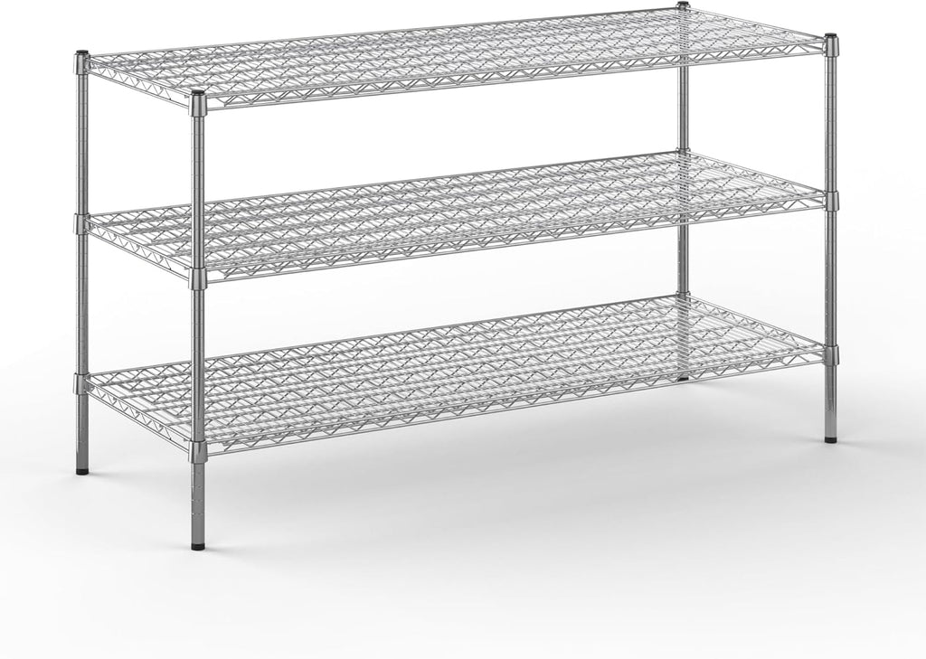 24" Deep x 60" Wide x 34" Height Wire Shelving Kit | 3-Tier | NSF Commercial Storage Rack Unit