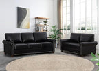 Faux Leather Sofa,82" W Mid Century Modern Couch with Storage Place,Oversized 3 Seater Sofa with Nailhead Trim&Rolled Armrests,Deep Seat Comfy Couch for Living Room,Bedroom,Apartment,Office(Black)