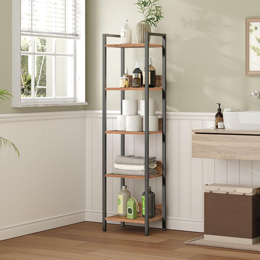 MAHANCRIS Bookshelf, 5-Tier Bookcase, Standing Book Shelf for Small Space, St...