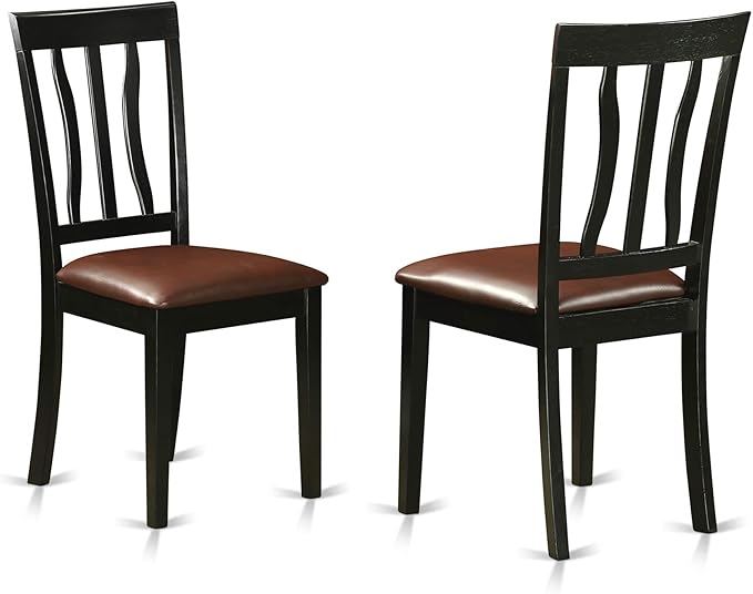 East West Furniture QUAN5-BCH-LC 5 Piece Dining Set Includes a Rectangle Dining Room Table with Butterfly Leaf and 4 Faux Leather Upholstered Chairs, 40x78 Inch, Black & Cherry