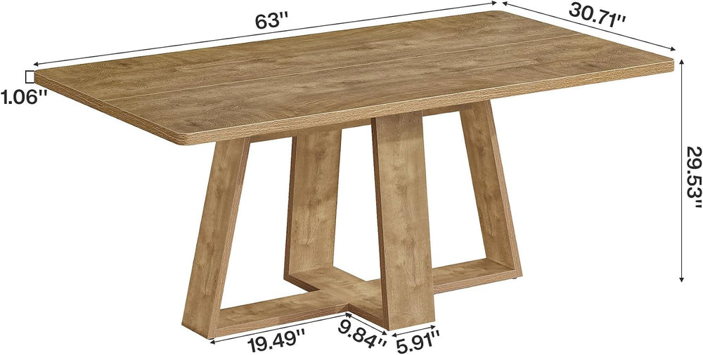 Tribesigns 63-Inch Dining Table, Farmhouse Kitchen Table with Wooden Pedestal...
