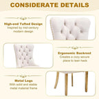 51 Inch Glass Dining Table Set for 4, Rectangular Glass Kitchen Table with 4 Upholstered Velvet Accent Chairs, 5 Piece Modern Dining Room Set, for Home, Apartment, Small Spaces - Beige Gold