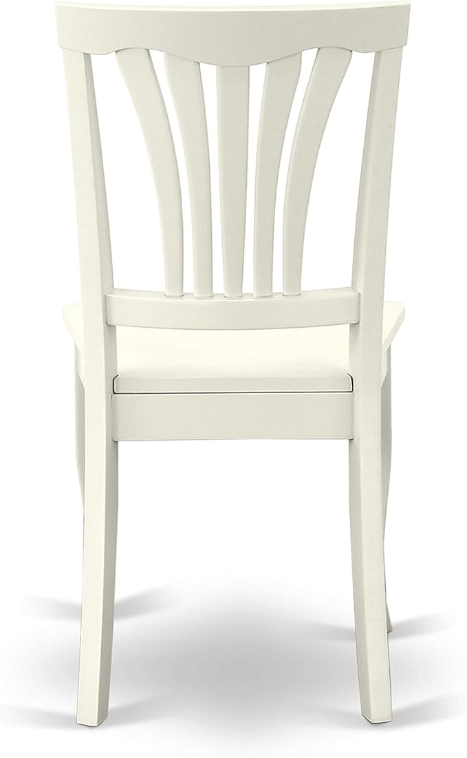 East West Furniture SUAV5-LWH-W 5 Piece Dining Table Set for 4 Includes a Round Kitchen Table with Dropleaf & Shelves and 4 Kitchen Dining Chairs, 42x42 Inch, Linen White