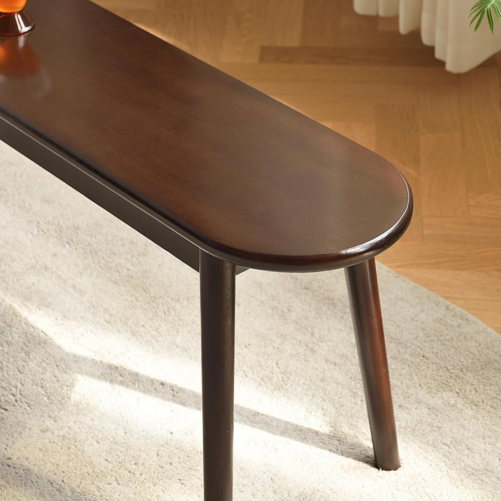 Walnut Solid Wood Bench, 39.4" L – Narrow Mid-Century Wooden Benches for...