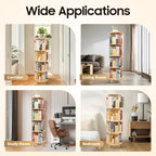 Wooden Rotating Bookshelf 360 Display Floor Standing Bookcase Storage Rack for Kids&Adults Multi-Functional Bookshelf Organizer (4-Tier)
